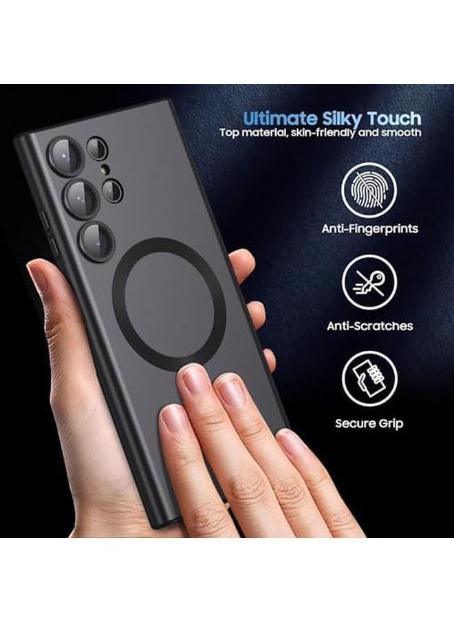 إيروريكس جراب مغناطيسي لهاتف Samsung Galaxy S24 Ultra متوافق مع Mag Safe Matte Luxury Metal Luster مرن مقاوم للصدمات لهاتف Galaxy S24 Ultra أسود  - Image 5