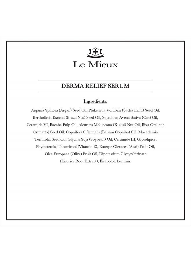 Le Mieux Derma Relief Serum - Hydrating Oil Serum for Face with Ceramides, Squalane & Kukui, Moisturizing Facial Oils for Dry or Sensitive Skin, No Parabens or Sulfates (1 oz / 30 ml) - Image 3