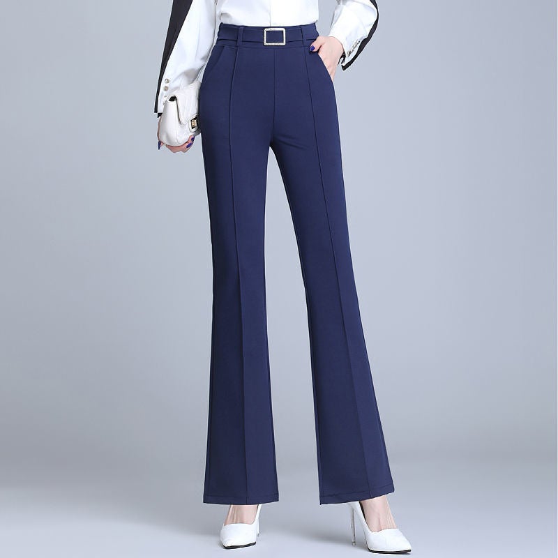 Pattern Micro-Piercing Pants Spring And Suit Pants Casual Versatile Wide-Leg Pants High Waist Slimming Straight Draping - Image 2