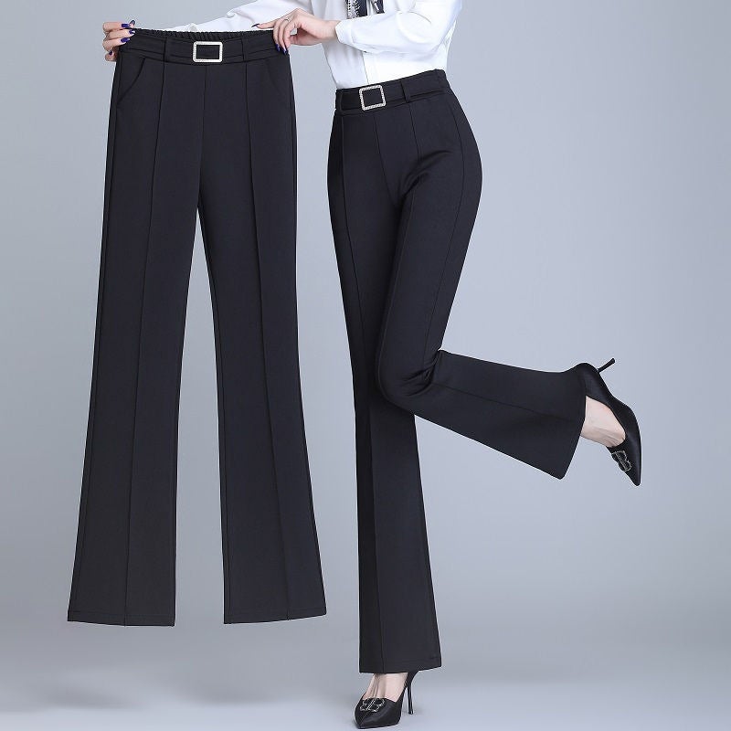 Pattern Micro-Piercing Pants Spring And Suit Pants Casual Versatile Wide-Leg Pants High Waist Slimming Straight Draping - Image 5