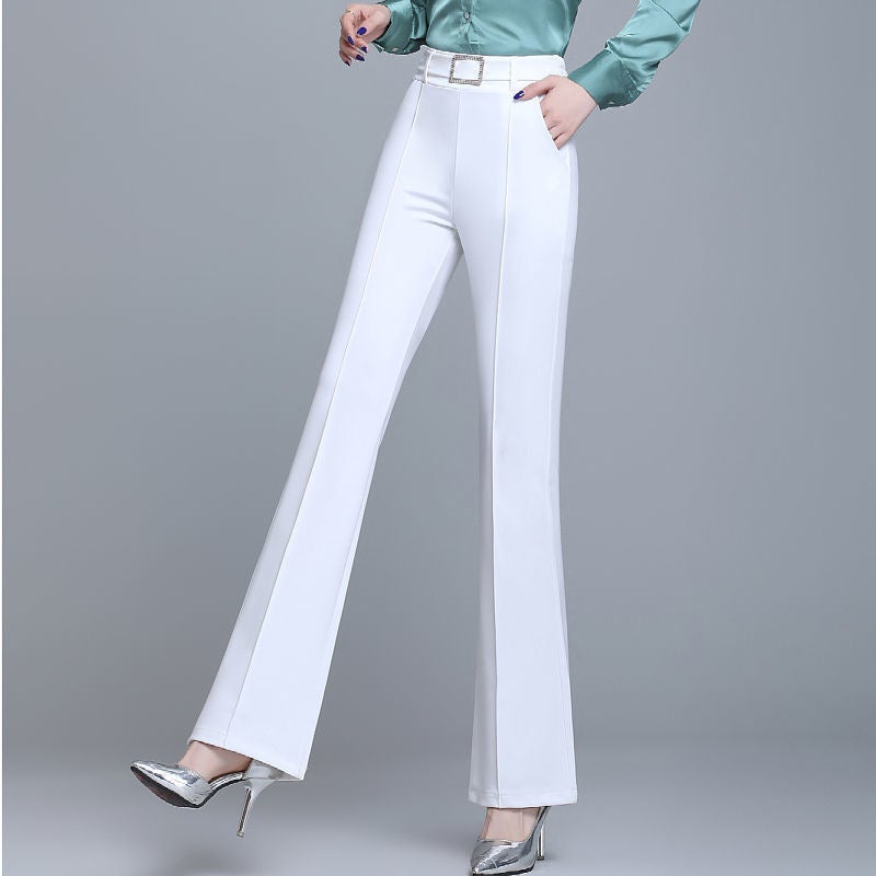 Pattern Micro-Piercing Pants Spring And Suit Pants Casual Versatile Wide-Leg Pants High Waist Slimming Straight Draping - Image 1
