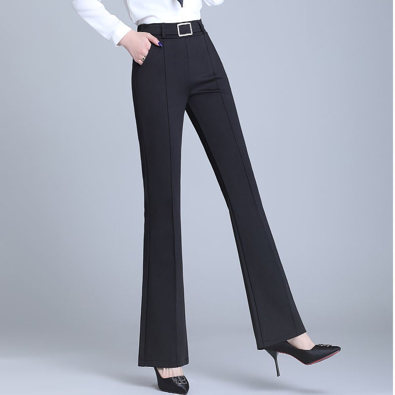 Pattern Micro-Piercing Pants Spring And Suit Pants Casual Versatile Wide-Leg Pants High Waist Slimming Straight Draping - Image 3