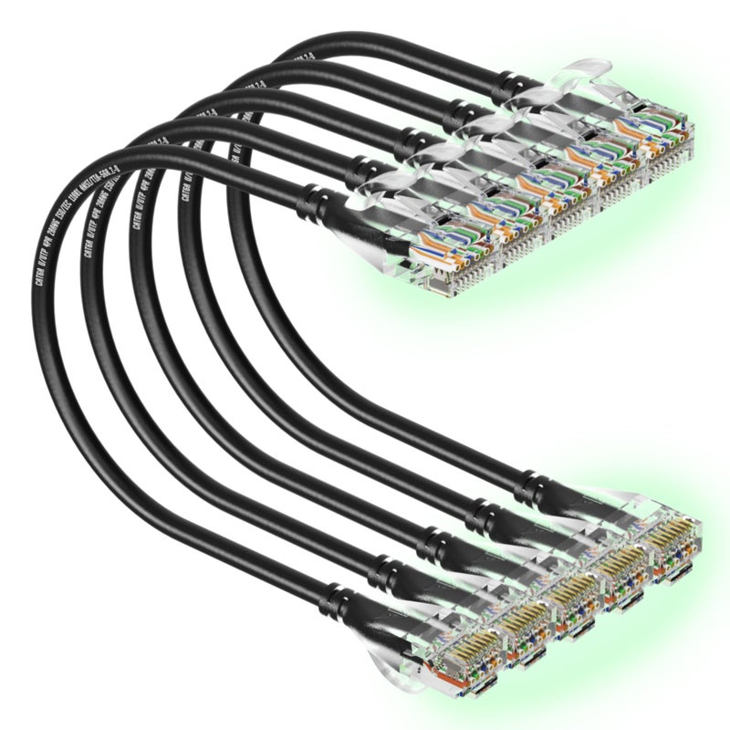 CableGeeker Cat6A Ethernet Patch Cable 3FT 5-Pack Black, Slim Cat 6a Network Cable with 10Gbps Speed, 550MHz, Pure Copper, 28AWG for High-Speed Internet Ethernet Cord - Image 1