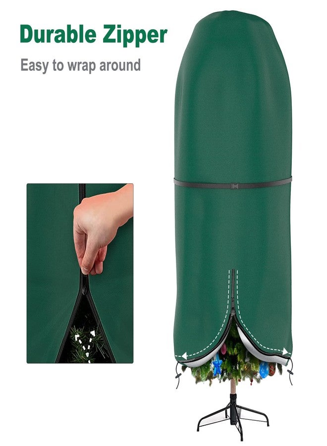 DUDSOEHO Christmas Tree Cover with Adjustable Straps, Durable Upright Xmas Tree Storage Bag with Zipper & Drawstring for up to 6 Foot Artificial Tree Standing with Ornaments, Waterproof, Dustproof - Green - Image 3