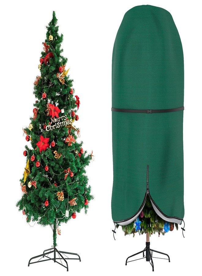 DUDSOEHO Christmas Tree Cover with Adjustable Straps, Durable Upright Xmas Tree Storage Bag with Zipper & Drawstring for up to 6 Foot Artificial Tree Standing with Ornaments, Waterproof, Dustproof - Green - Image 1