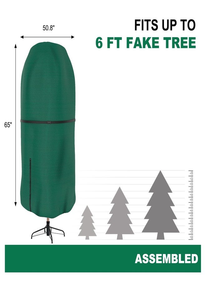 DUDSOEHO Christmas Tree Cover with Adjustable Straps, Durable Upright Xmas Tree Storage Bag with Zipper & Drawstring for up to 6 Foot Artificial Tree Standing with Ornaments, Waterproof, Dustproof - Green - Image 2