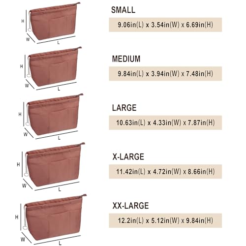 Vercord Purse Insert Organizers for Tote Handbag Bag in Bag with Zipper Liner Bag Organizer for Women 14 pockets - Image 3