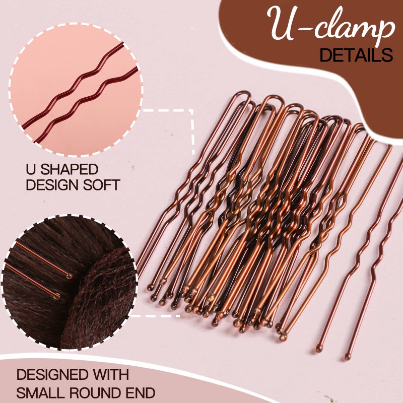 Fandamei Hair Accessories Set: 20PCS Mesh Hair Nets Invisible and 40PCS U Shaped Hair Pins for Women, Girls, Ballet Bun Maker & Dance (Hair Nets- 20 inch(50cm), Hair Pins- 2.4 inch(6cm)), Brown - Image 4
