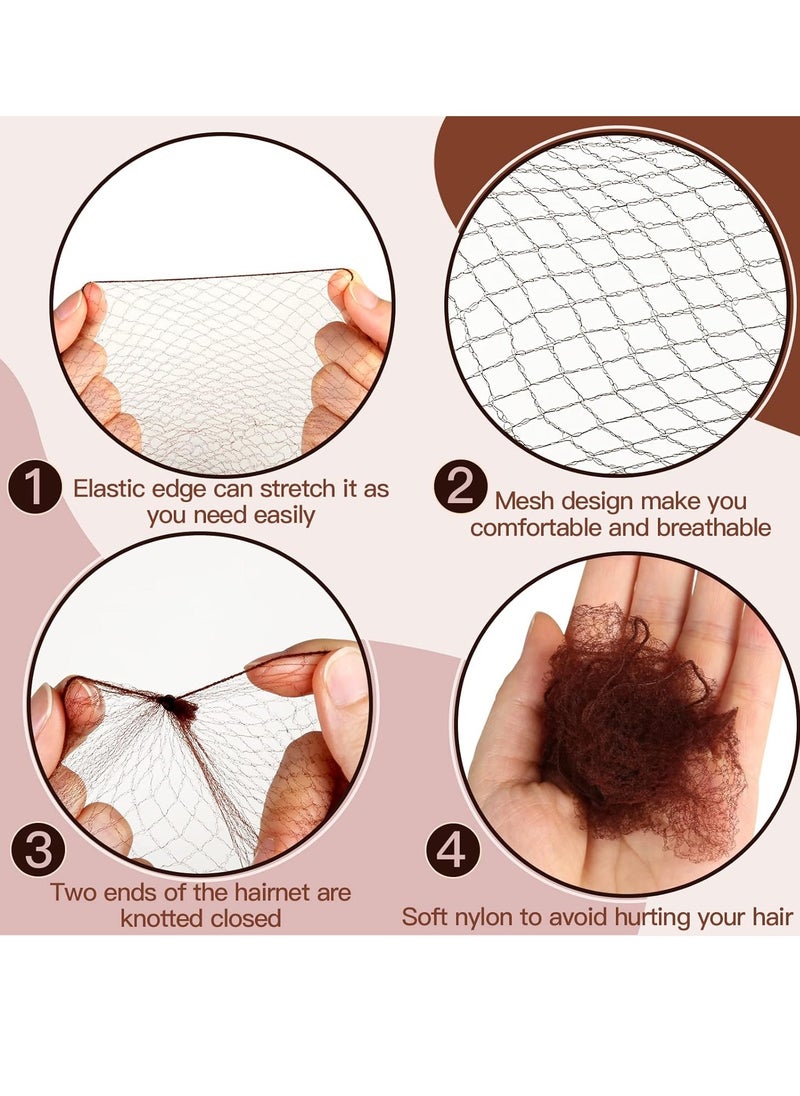 FANDAMEI Fandamei Hair Accessories Set: 20PCS Mesh Hair Nets Invisible and 40PCS U Shaped Hair Pins for Women, Girls, Ballet Bun Maker & Dance (Hair Nets- 20 inch(50cm), Hair Pins- 2.4 inch(6cm)), Brown  - Image 3