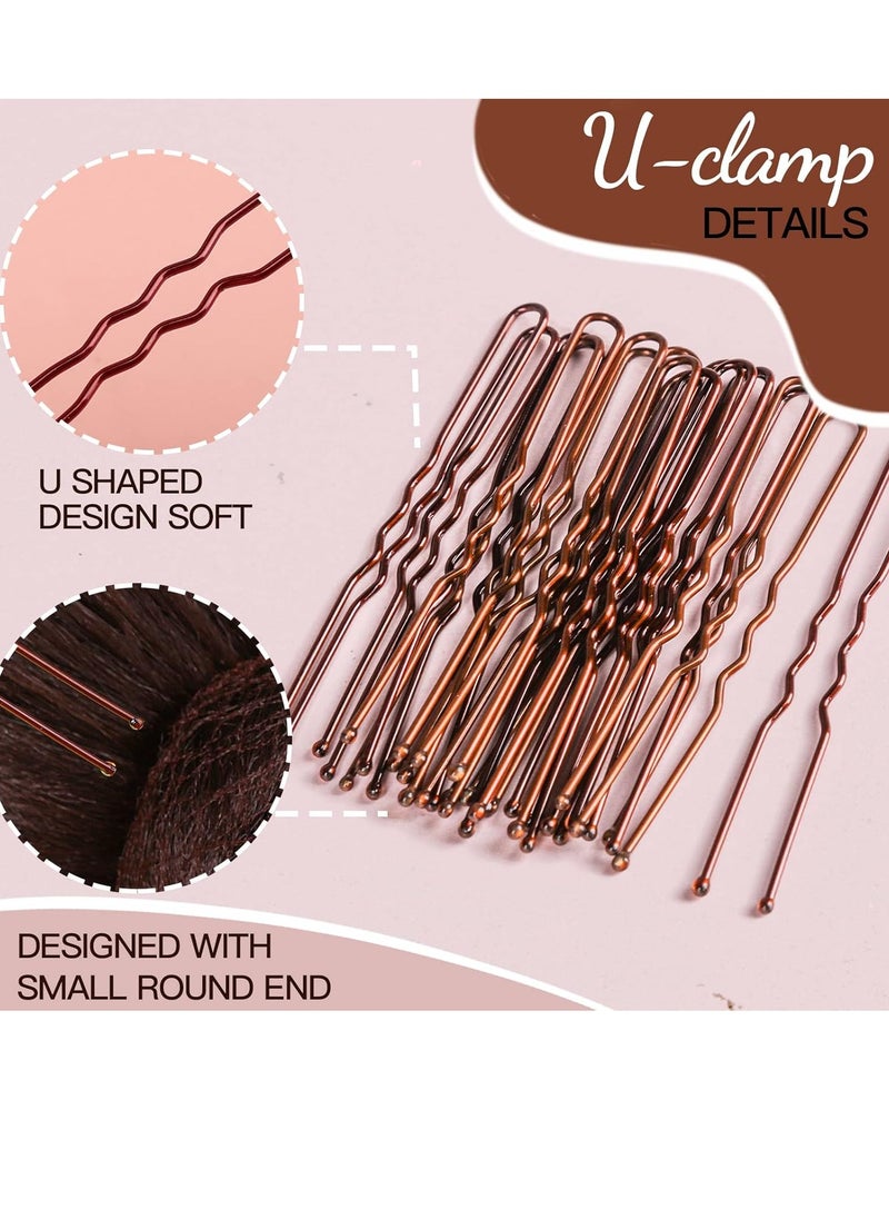 FANDAMEI Fandamei Hair Accessories Set: 20PCS Mesh Hair Nets Invisible and 40PCS U Shaped Hair Pins for Women, Girls, Ballet Bun Maker & Dance (Hair Nets- 20 inch(50cm), Hair Pins- 2.4 inch(6cm)), Brown  - Image 4
