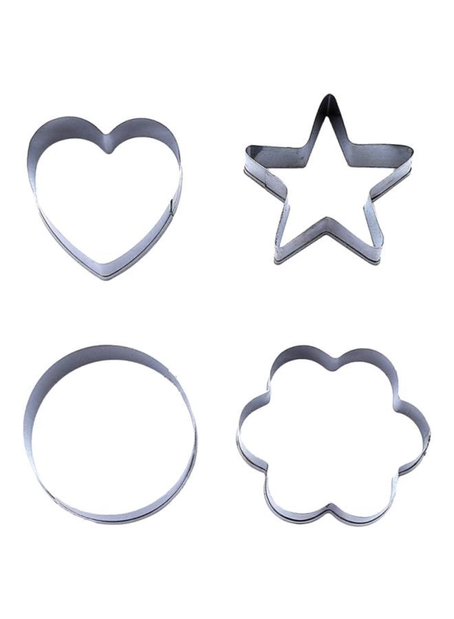 NIBEMINENT 4-Piece Cookie Cutters Silver Heart Shape Cutter 3.2x3.6, Star 3x4, Round 4x4, Flower 4.5x4.5cm - Image 1