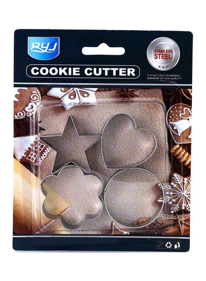 NIBEMINENT 4-Piece Cookie Cutters Silver Heart Shape Cutter 3.2x3.6, Star 3x4, Round 4x4, Flower 4.5x4.5cm - Image 2