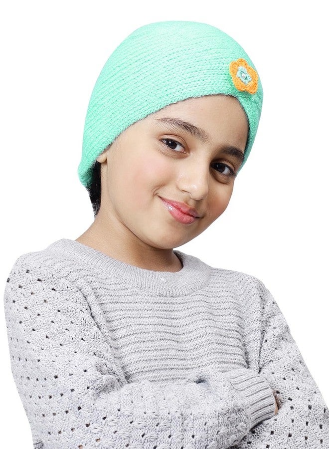 قبعة شتوية دافئة من الصوف المحبوك على شكل عمامة للأطفال من بهاراتاسيا، مناسبة للبنات والأولاد، مقاس 5-10 سنوات (لون فيروزي) - Image 4