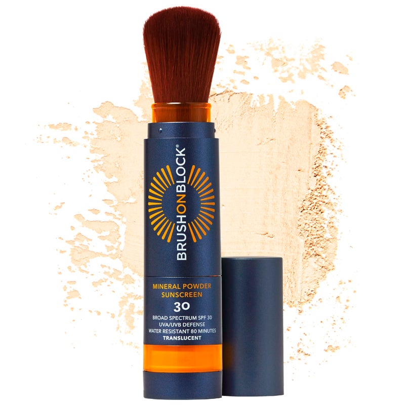 Brush On Block SPF 30 Mineral Powder Sunscreen New Formula, With Niacinamide, Hyaluronic Acid, & Vitamin C, Broad Spectrum, Water Resistant, Translucent, For All Skin Types, Reef Friendly, Mfg in USA - Image 1
