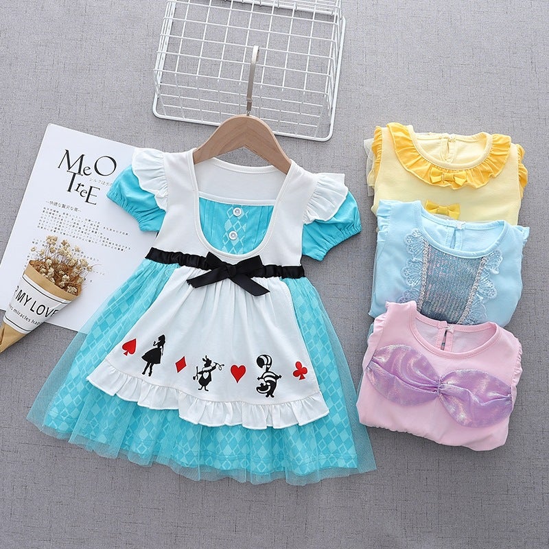 Girls Alice Princess Dress Ins Kids Summer Children Short Sleeve Dress Bell Mermaid Elsa Skirt 2 - Image 5
