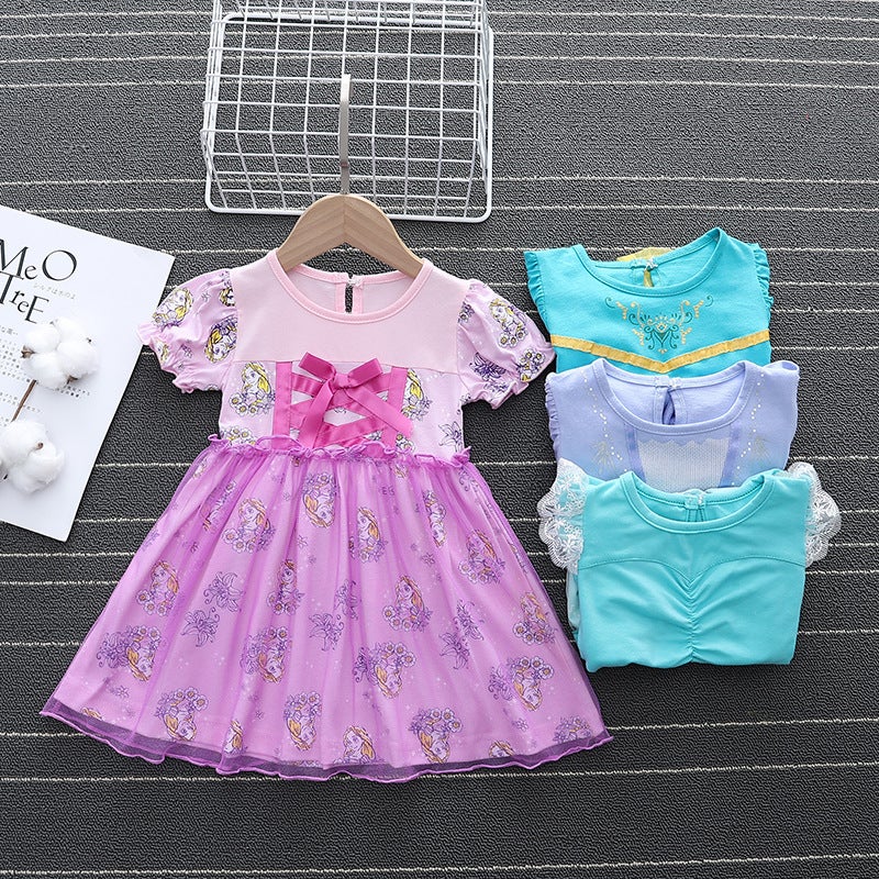 Girls Alice Princess Dress Ins Kids Summer Children Short Sleeve Dress Bell Mermaid Elsa Skirt 2 - Image 4