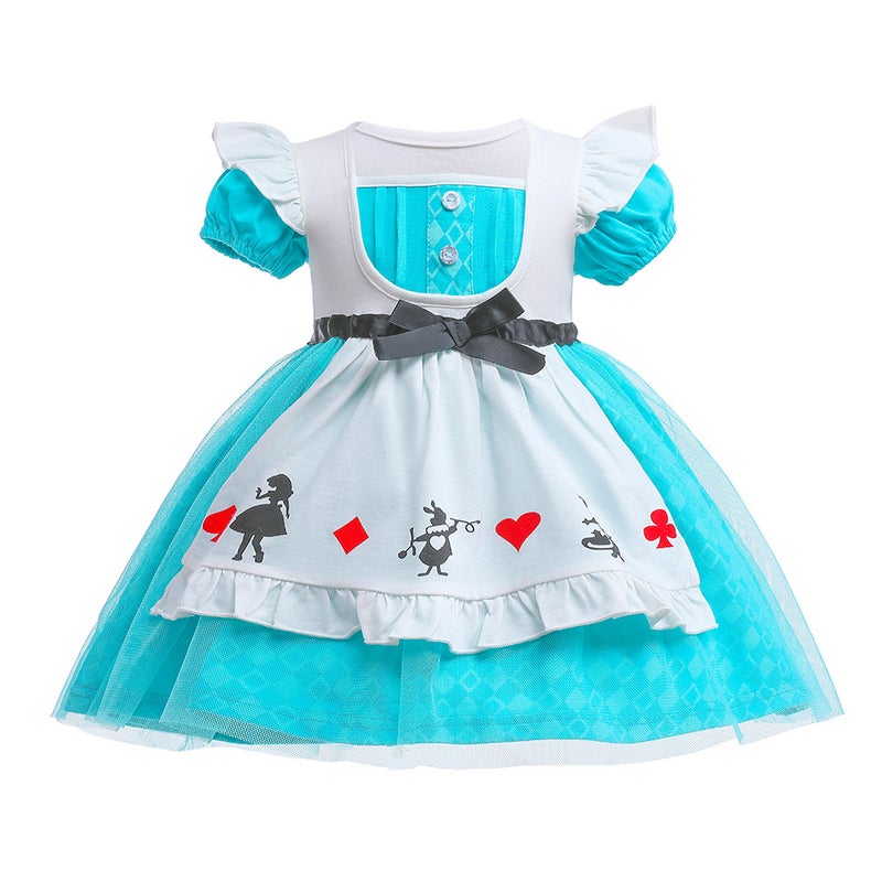 Girls Alice Princess Dress Ins Kids Summer Children Short Sleeve Dress Bell Mermaid Elsa Skirt 2 - Image 1
