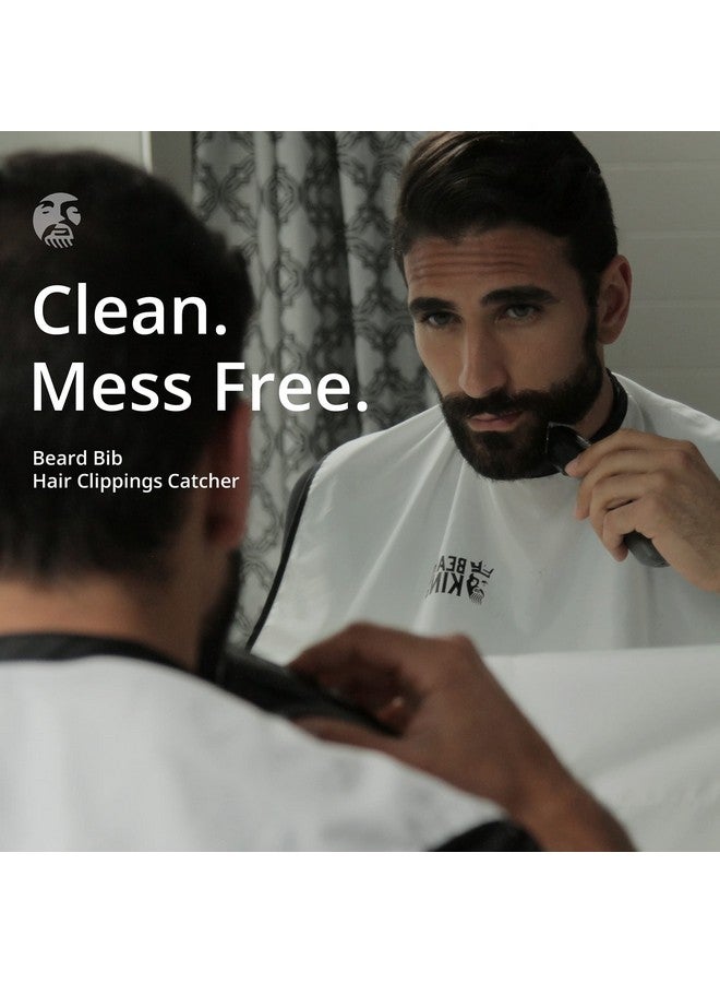 Beard Bib Apron - Shaving Set For Dad - As Seen On Shark Tank - Men'S Hair Catcher For Shaving - Grooming Accessories, White