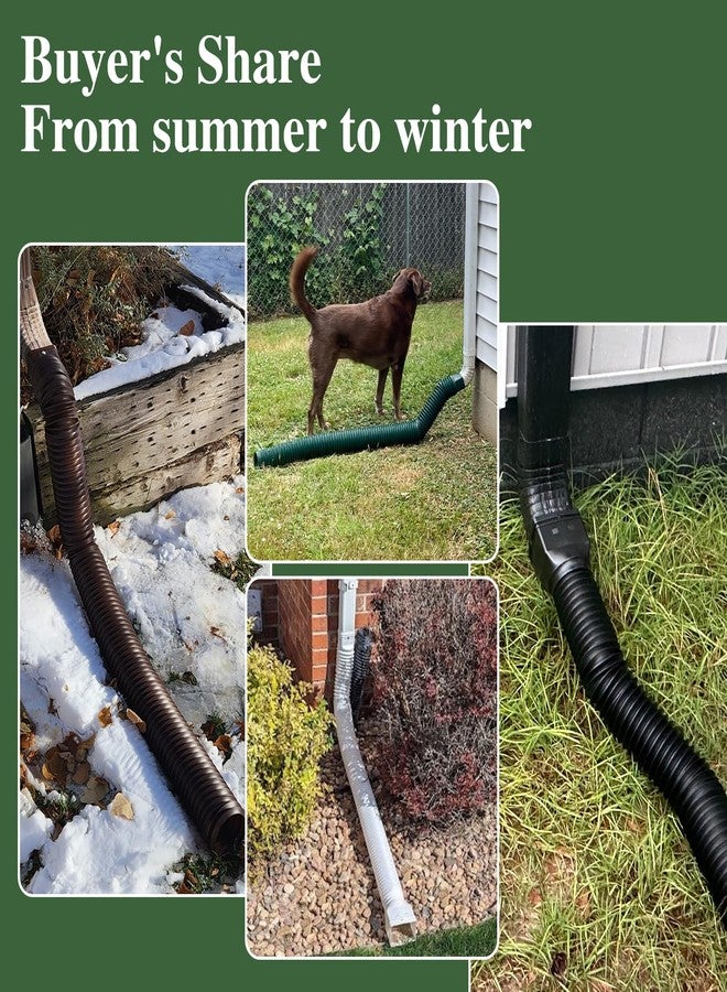 Gutterlix Flexible Gutter Downspout Extensions, Connectable Downspout Extender with 58"+ 67" Extendable Pipe, Thickened Down spout Drain Extension for Rainwater Drainage(2 Pack, Brown) - Image 4