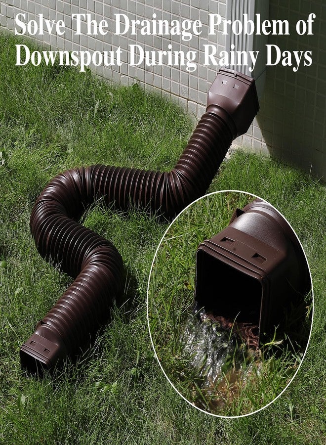 Gutterlix Flexible Gutter Downspout Extensions, Connectable Downspout Extender with 58"+ 67" Extendable Pipe, Thickened Down spout Drain Extension for Rainwater Drainage(2 Pack, Brown) - Image 5