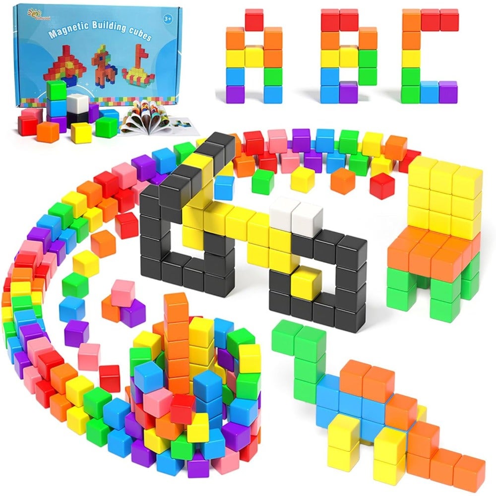 Magnetic Blocks Gifts For 3 4 5 6 Year Old Magnet Building Blocks For Toddlers Sensory Montessori Magnetic Toys For Educational STEM Toy 3 PCS Set Safe ABS Plastic Bright Colors