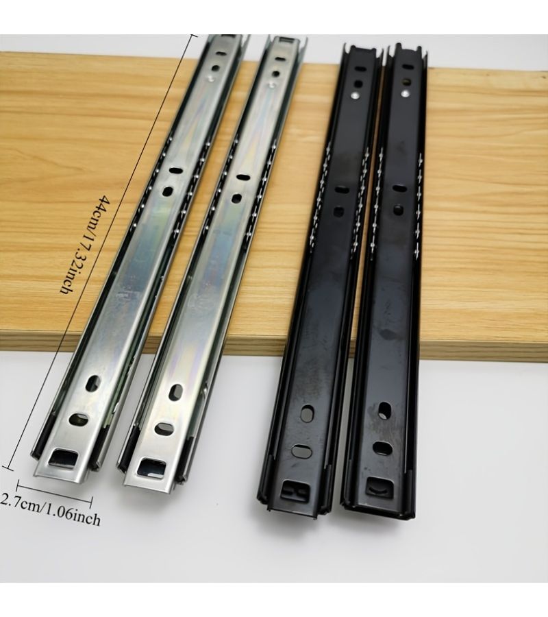 26 Inch Silver Two Section Drawer Slides 16inch Steel Ball Silent Rail Guides - Image 3