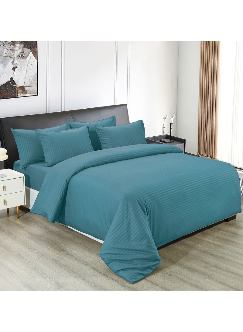 AL RAID Single Size Quilt Cover Set - 4 PCS Striped Bed Sheet Set Includes 1 Quilt Cover 160x210cm with 1 Fitted Sheet 120x200+20cm and 2 Pillowcases 50x75cm