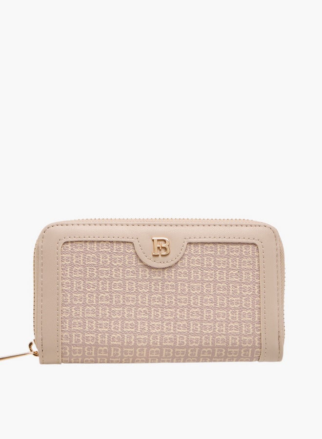 Flora Bella By Shoexpress Monogram Print Wallet with Zip Closure - Image 1