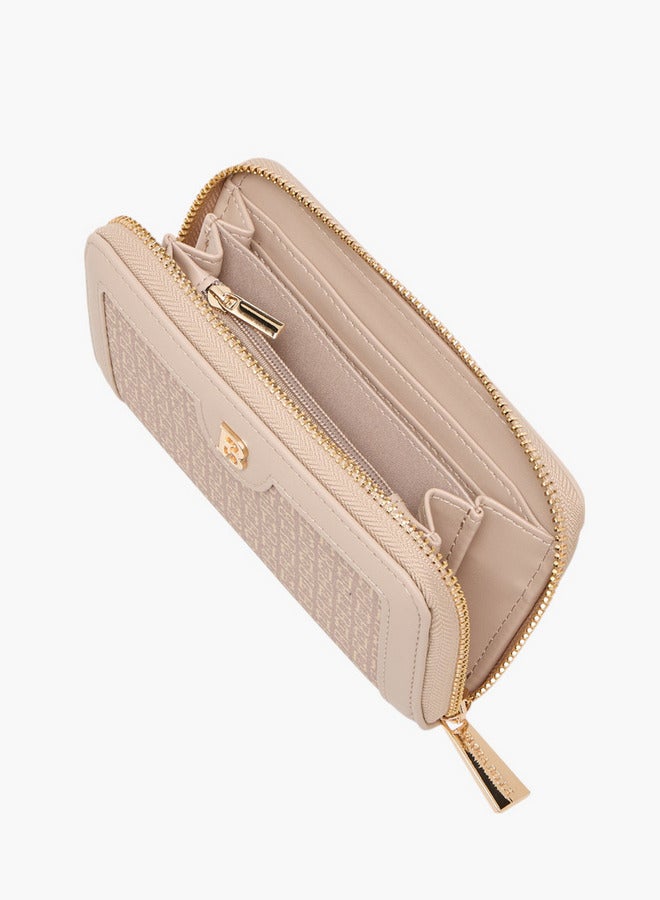 Flora Bella By Shoexpress Monogram Print Wallet with Zip Closure - Image 5