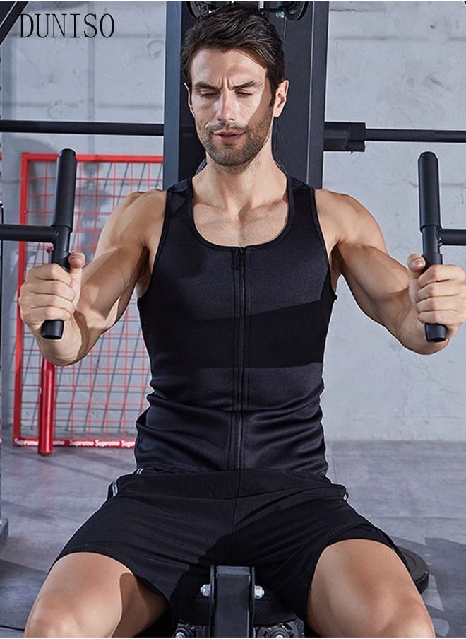 DUNISO - Men's Sports Compression Shirt Slimming Body Shaper Vest Waist Trainer Workout Tank Tops Tummy Control Shapewear Back Support Tight Undershirts - Image 1