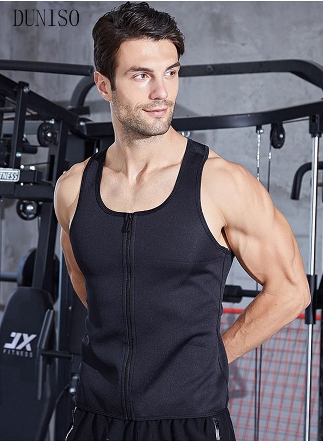 DUNISO - Men's Sports Compression Shirt Slimming Body Shaper Vest Waist Trainer Workout Tank Tops Tummy Control Shapewear Back Support Tight Undershirts - Image 1