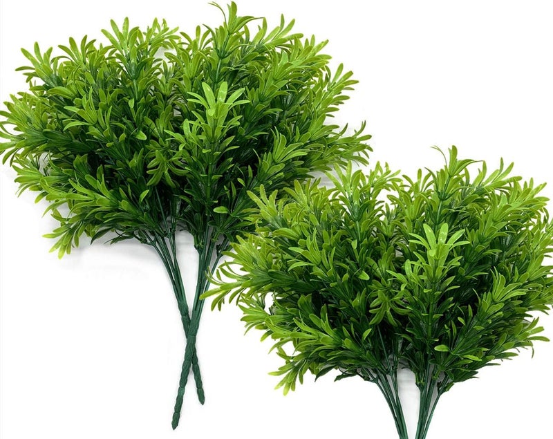 LOVENIMEN Artificial Plants, Plastic Shrubs Soft Grass Fake Greenery, Outdoor Indoor Home Garden Verandah Parterre Wedding Garland Table Centerpieces Decoration UV Resistant Planter Filler 4 pcs - Image 1