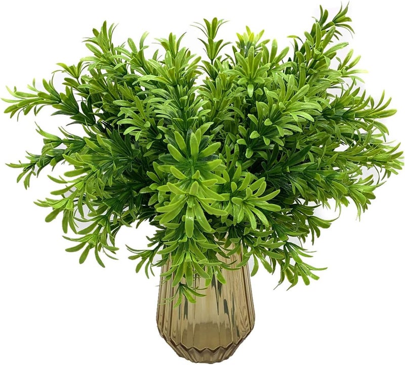LOVENIMEN Artificial Plants, Plastic Shrubs Soft Grass Fake Greenery, Outdoor Indoor Home Garden Verandah Parterre Wedding Garland Table Centerpieces Decoration UV Resistant Planter Filler 4 pcs - Image 5