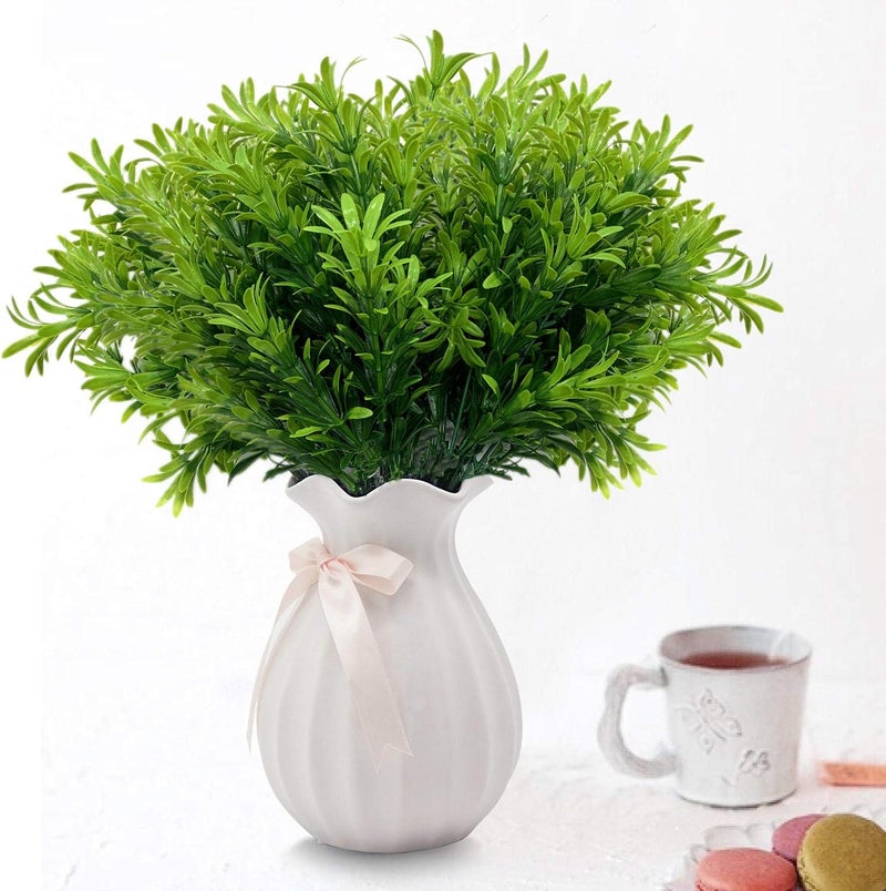 LOVENIMEN Artificial Plants, Plastic Shrubs Soft Grass Fake Greenery, Outdoor Indoor Home Garden Verandah Parterre Wedding Garland Table Centerpieces Decoration UV Resistant Planter Filler 4 pcs - Image 2