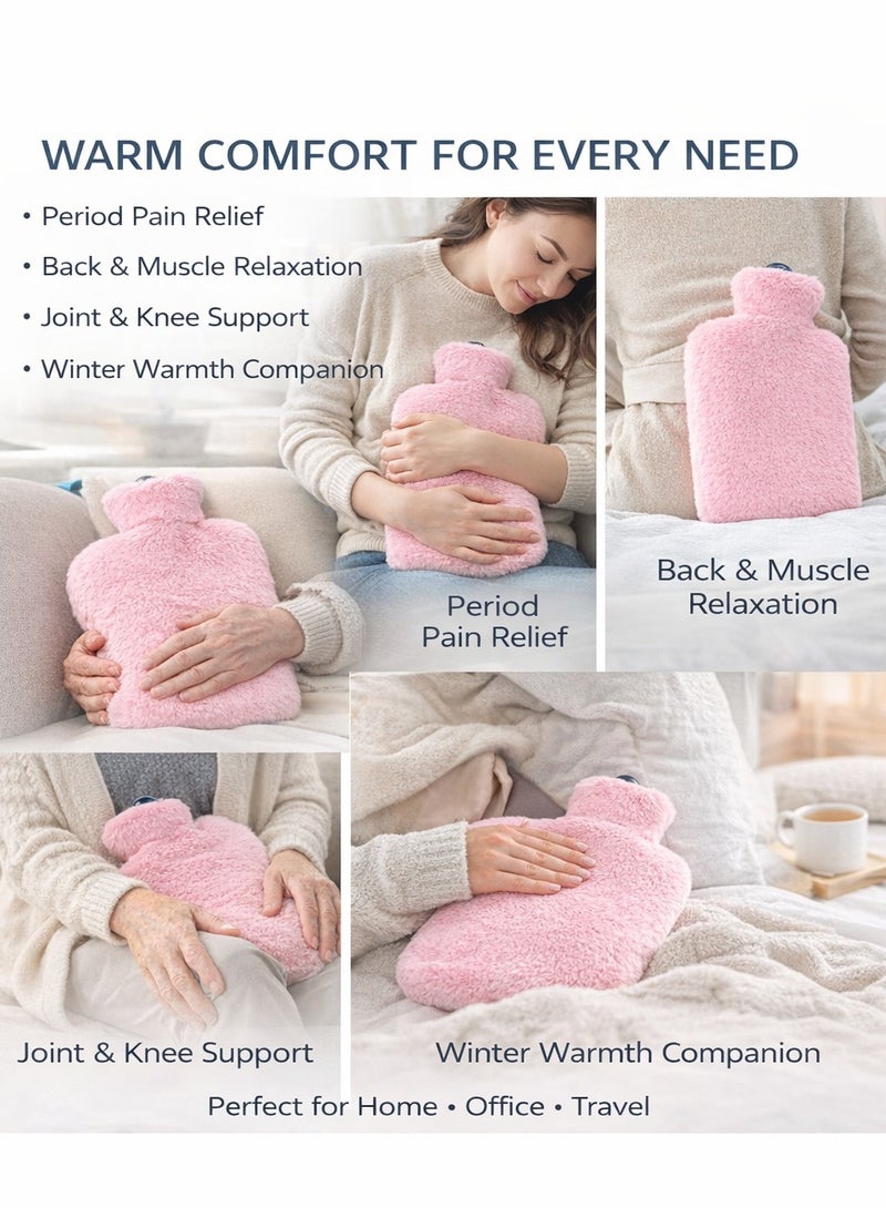 Lukadah Plush Hot Water Bag with Soft Fleece Cover – Leakproof & Reusable Heat Therapy Bag for Period Cramps, Back Pain & Muscle Relief – Large Capacity Hot Water Bag for Women & Men – Multicolour - Image 4
