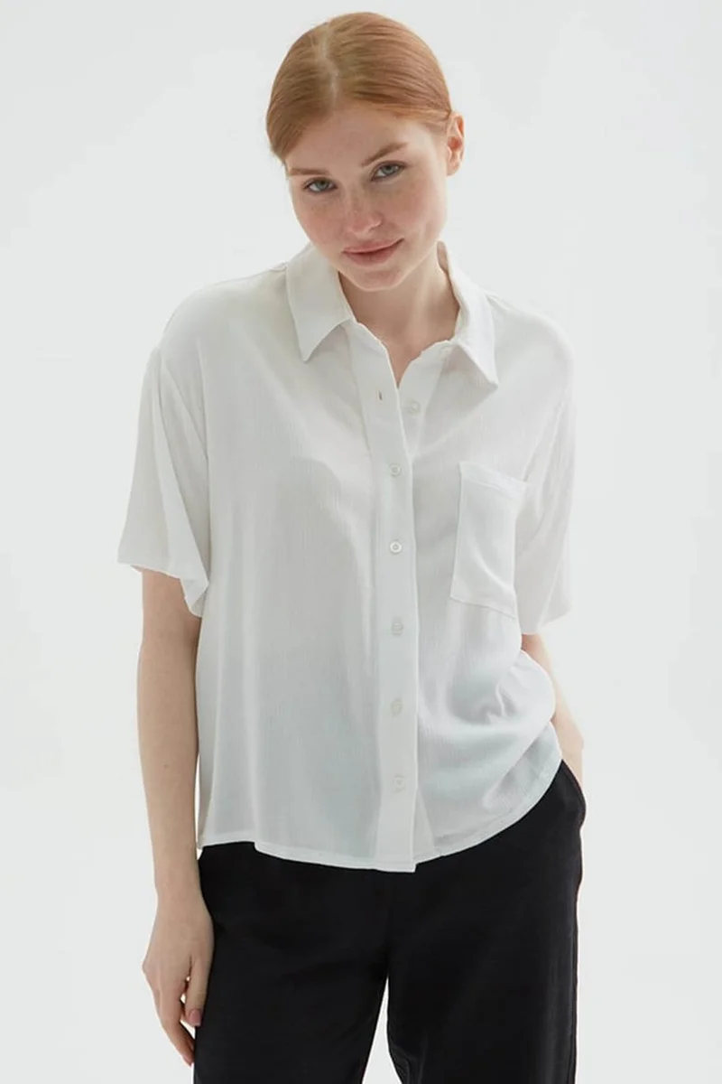 فاشن فريندز Crop Ecru Women's Shirt 25Y0515K1