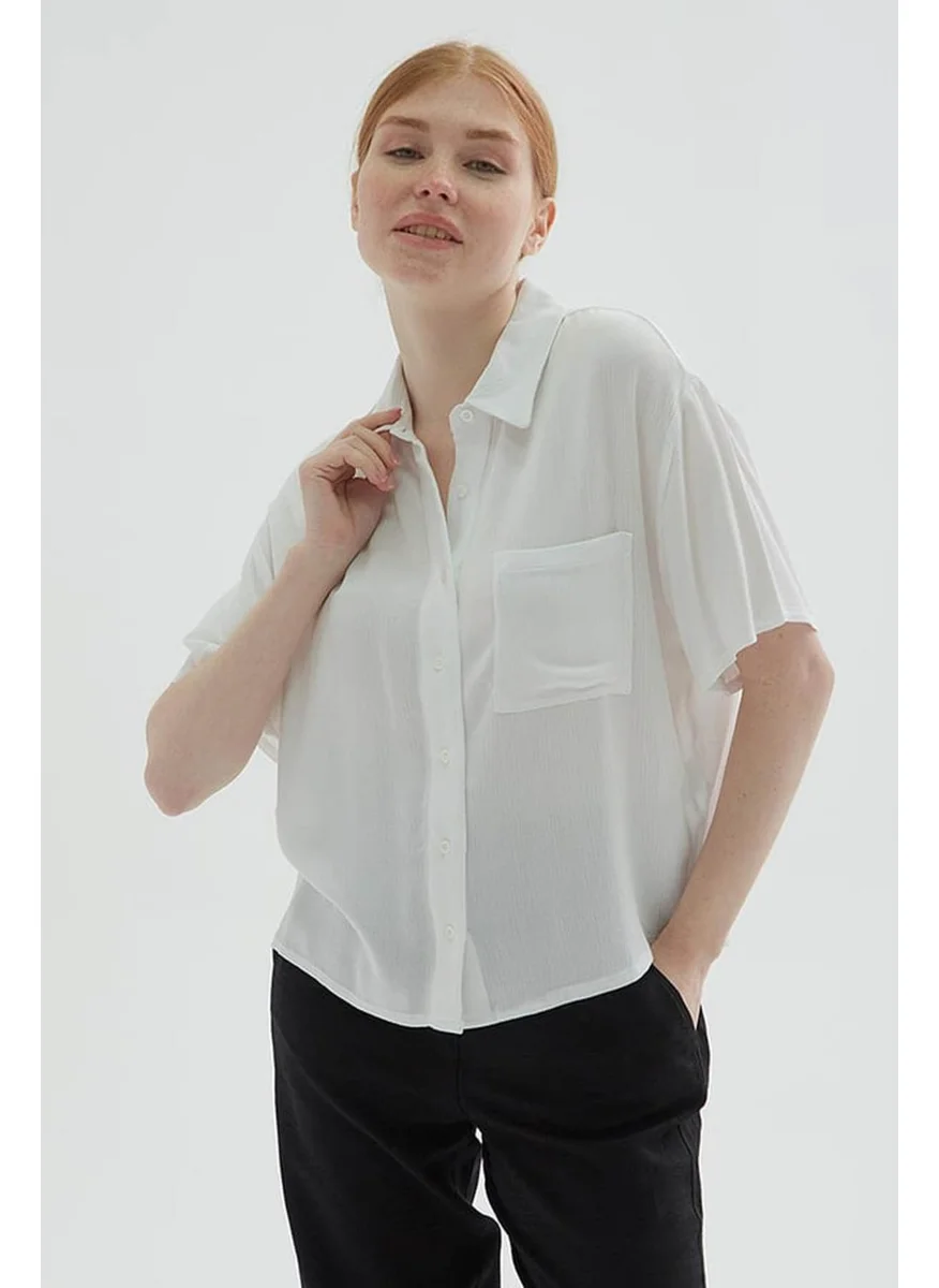 Fashion Friends Crop Ecru Women's Shirt 25Y0515K1