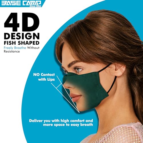 BASE CAMP Reusable Cloth Dust Face Masks 100% Cotton Washable Adjustable Breathable Fabric Mask with Filter Pocket (1Black+1Green-L) - Image 3