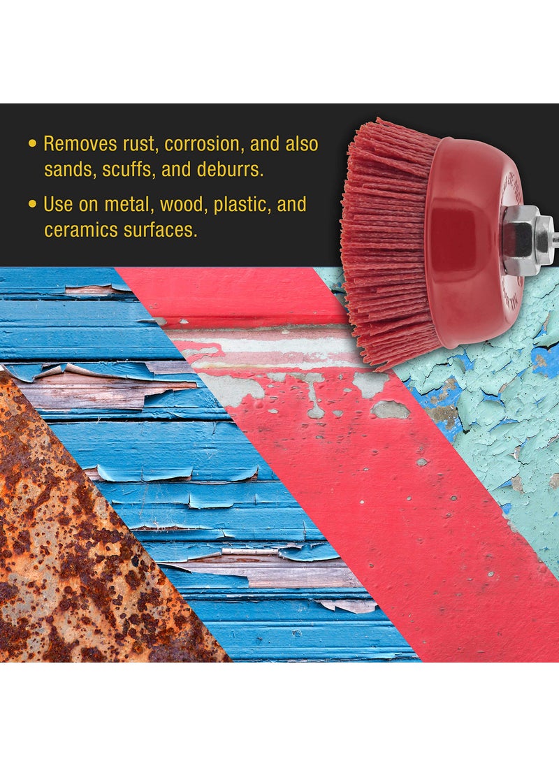 Dura-Gold Dura-Gold 4" Abrasive Filament Nylon Bristle Cup Brush - Coarse Sanding Scuffing Brush, 5/8" 11 Thread, 1/4" Drill Arbor - Remove Rust, Corrosion, Paint - Surface Prepping for Truck Bed Liner Coatings  - Image 5