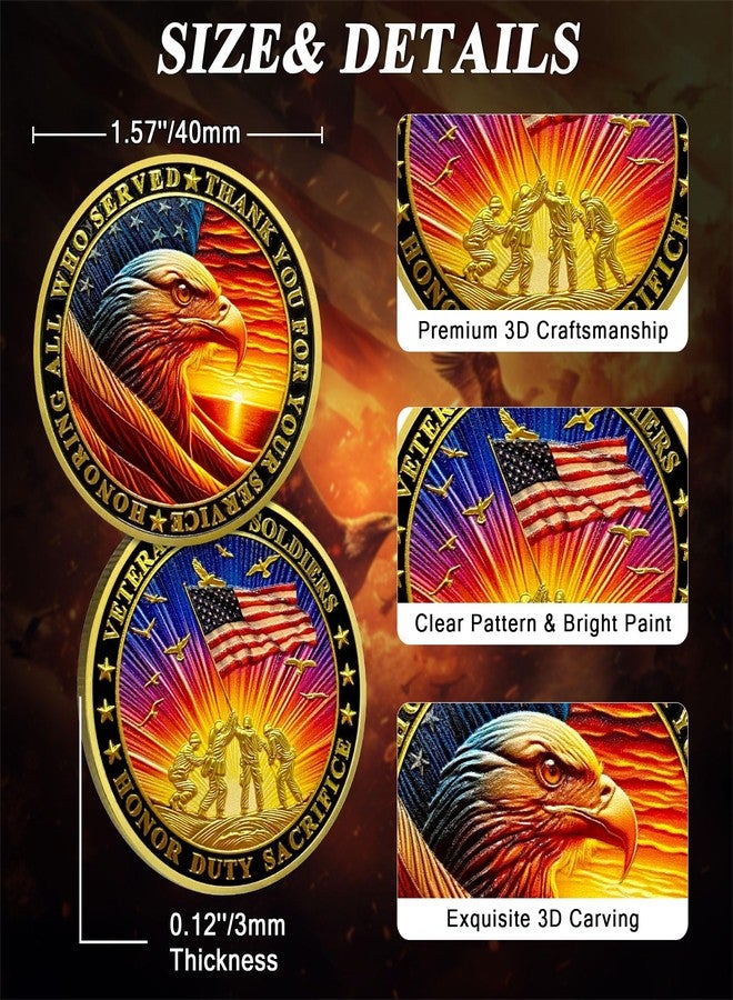 ASmileIndeep Bulk 50 Pcs Military Challenge Coins - Thank You for Your Service Delicate Veterans Challenge Coin Military Appreciation Gifts for Men Women Veterans Army - Image 3