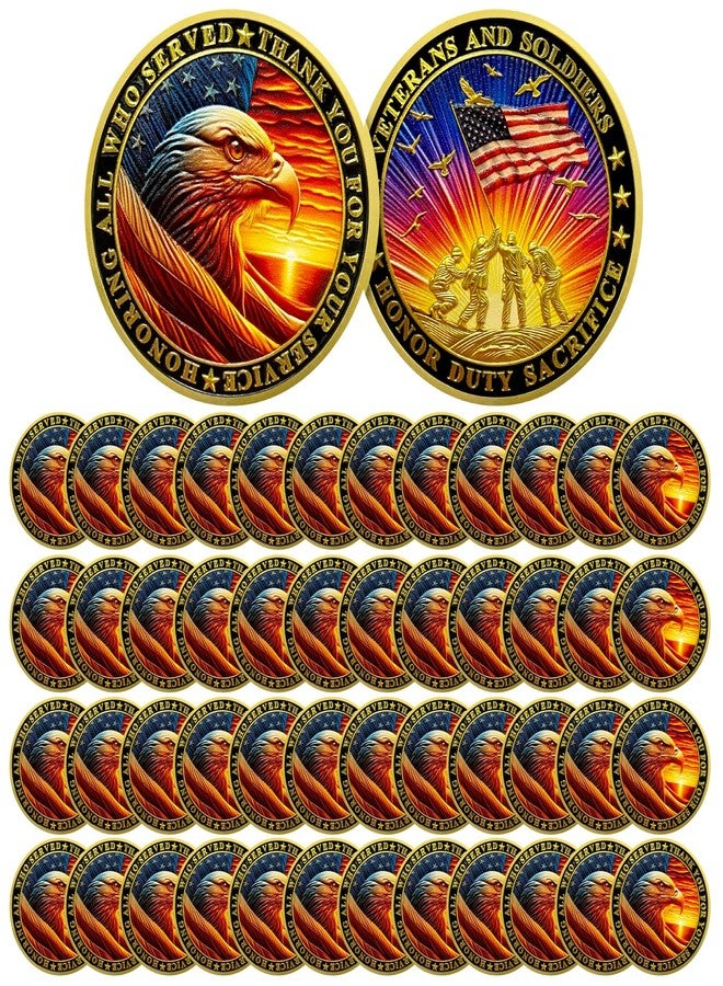 ASmileIndeep Bulk 50 Pcs Military Challenge Coins - Thank You for Your Service Delicate Veterans Challenge Coin Military Appreciation Gifts for Men Women Veterans Army - Image 1