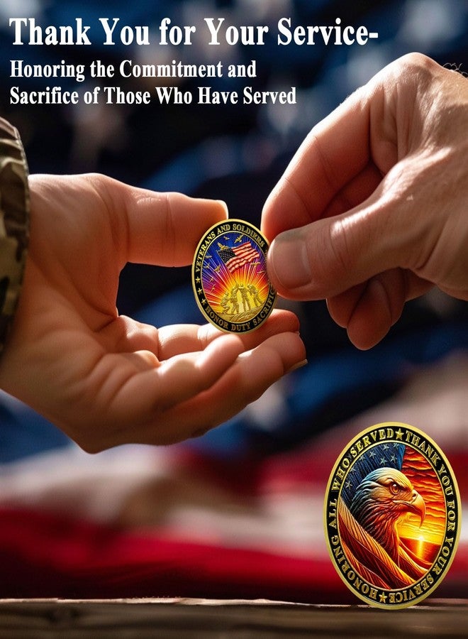 ASmileIndeep Bulk 50 Pcs Military Challenge Coins - Thank You for Your Service Delicate Veterans Challenge Coin Military Appreciation Gifts for Men Women Veterans Army - Image 5