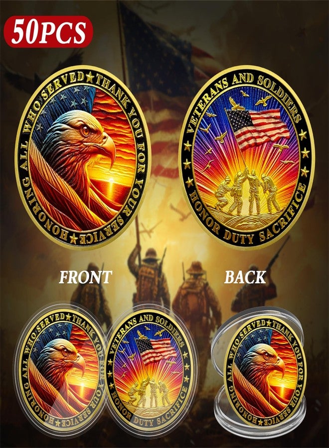 ASmileIndeep Bulk 50 Pcs Military Challenge Coins - Thank You for Your Service Delicate Veterans Challenge Coin Military Appreciation Gifts for Men Women Veterans Army - Image 2