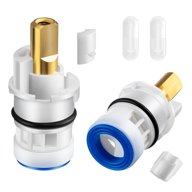 Enhon 2 Pack Hot Cold Bathroom 2Handle Faucet Cartridge Compatible with DELTA RP47422 Compatible with 2 Handle Victorian Faucets Only Stem Replacement Two Handle Ceramic Stem Cartridge - Image 2
