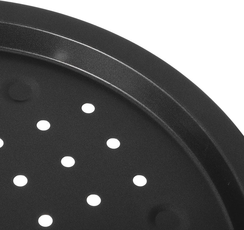 SUPVOX Non-stick Carbon Steel Pizza Baking Tray 2pcs 33cm round Oven Pan Wear-resistant Multifunctional Baking Tray for Kitchen and Restaurant Use - Image 3
