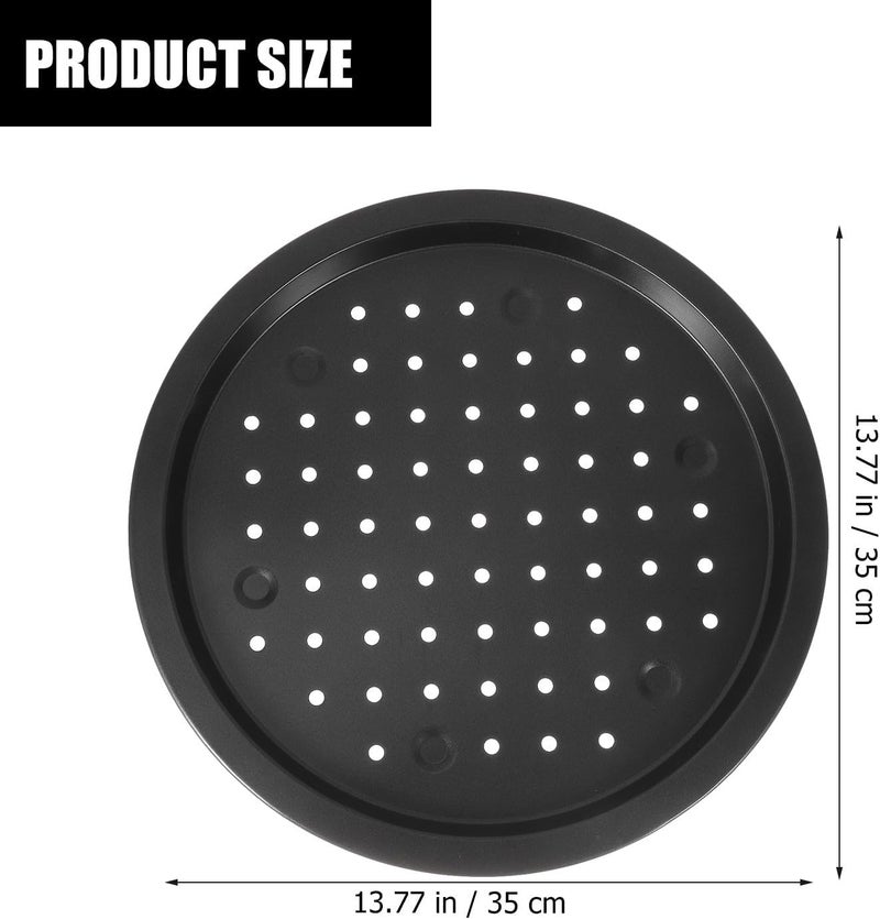 SUPVOX Non-stick Carbon Steel Pizza Baking Tray 2pcs 33cm round Oven Pan Wear-resistant Multifunctional Baking Tray for Kitchen and Restaurant Use - Image 2