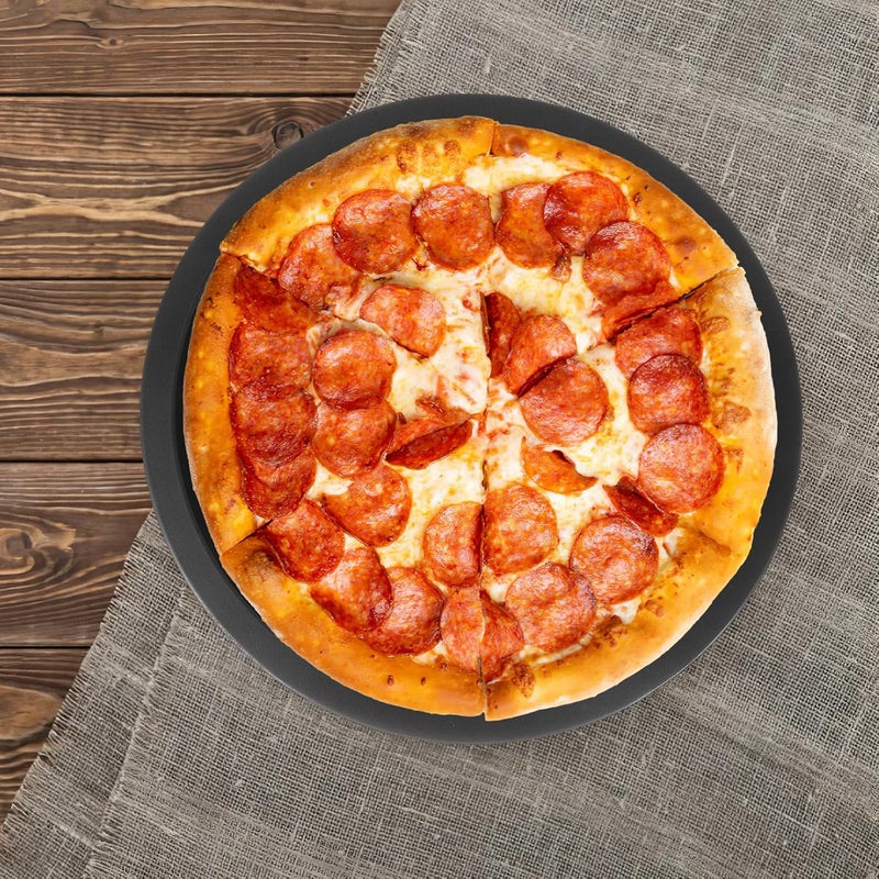 SUPVOX Non-stick Carbon Steel Pizza Baking Tray 2pcs 33cm round Oven Pan Wear-resistant Multifunctional Baking Tray for Kitchen and Restaurant Use - Image 4