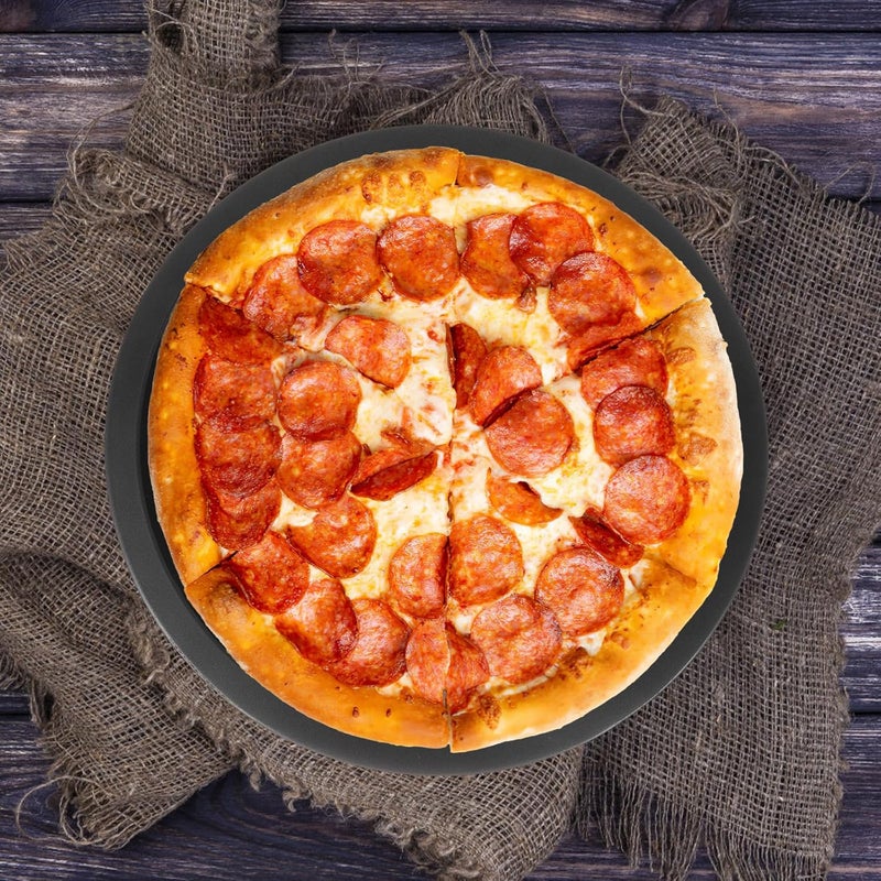 SUPVOX Non-stick Carbon Steel Pizza Baking Tray 2pcs 33cm round Oven Pan Wear-resistant Multifunctional Baking Tray for Kitchen and Restaurant Use - Image 5