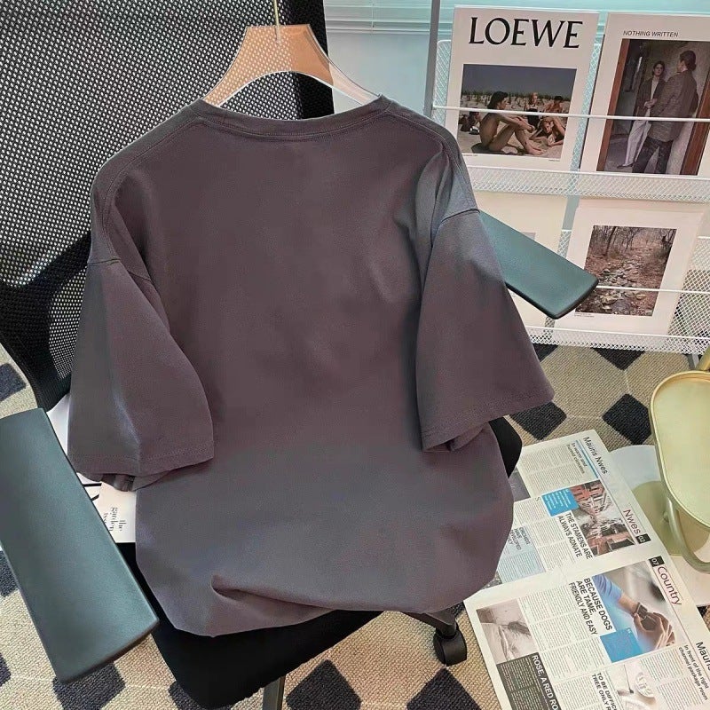 Short-Sleeved T-Shirt Women'S Ins Trendy Women'S Pure Cotton American-Style Loose Casual Large Size Colorful Oversize Style - Image 5