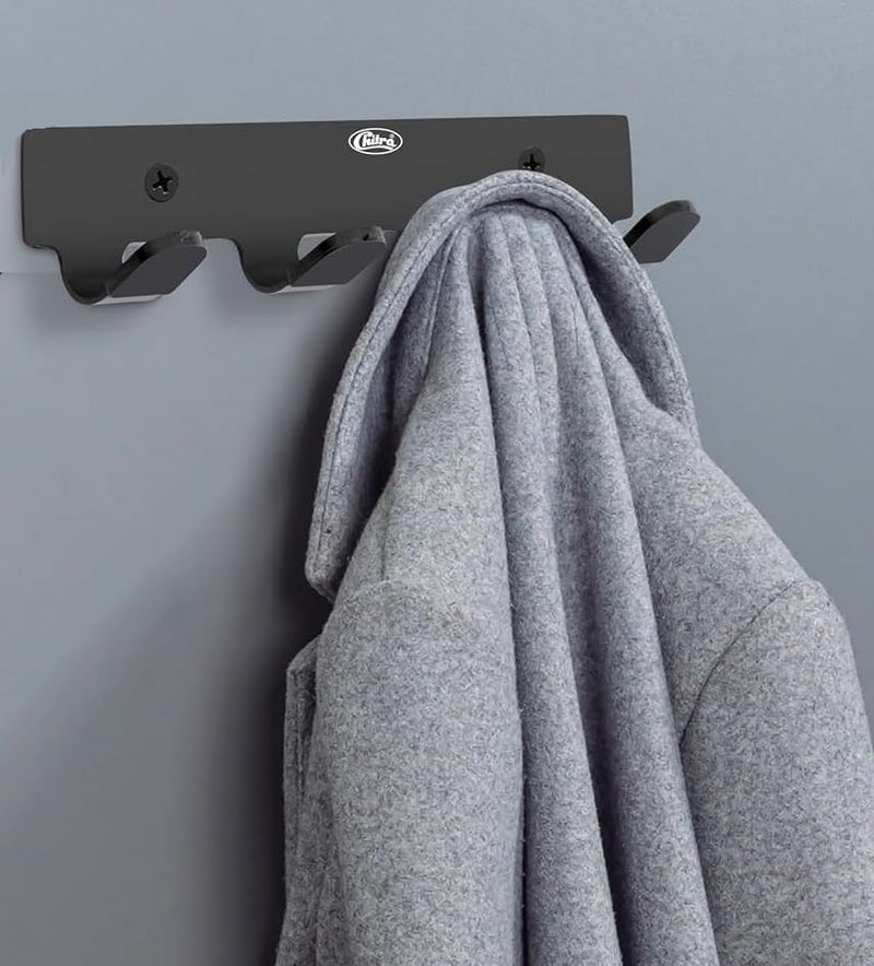 Chitra 4 Pin Curve Stainless Steel Wall Hooks for Hanging Cloth and Towel Hangers for Wall Hook,Door Hangers,Hook Rail (Pack of 1,Black Matt Finish) - Image 1